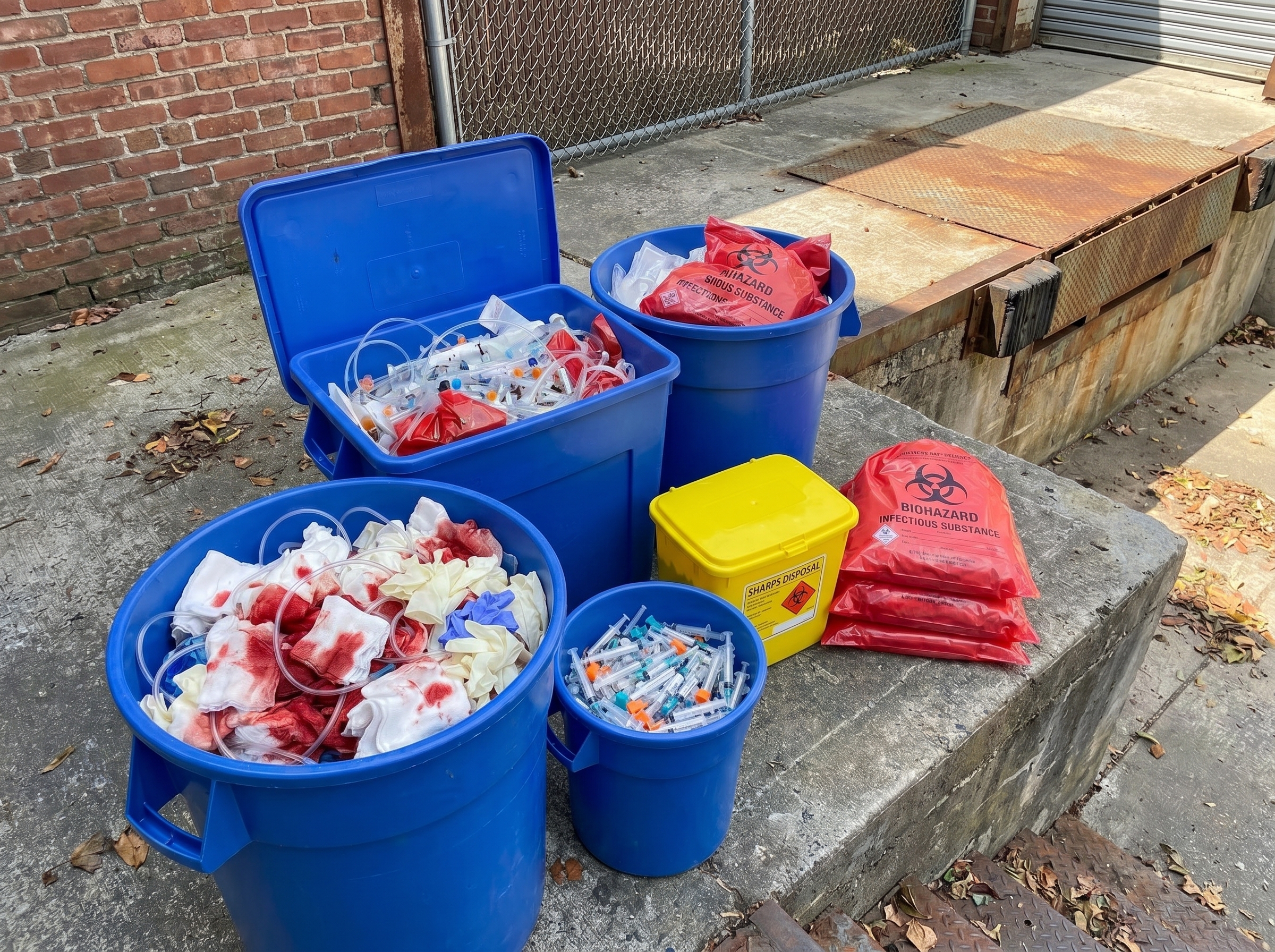 Medical Waste Disposal in Dubai with color coded clinical waste containers and safety procedures