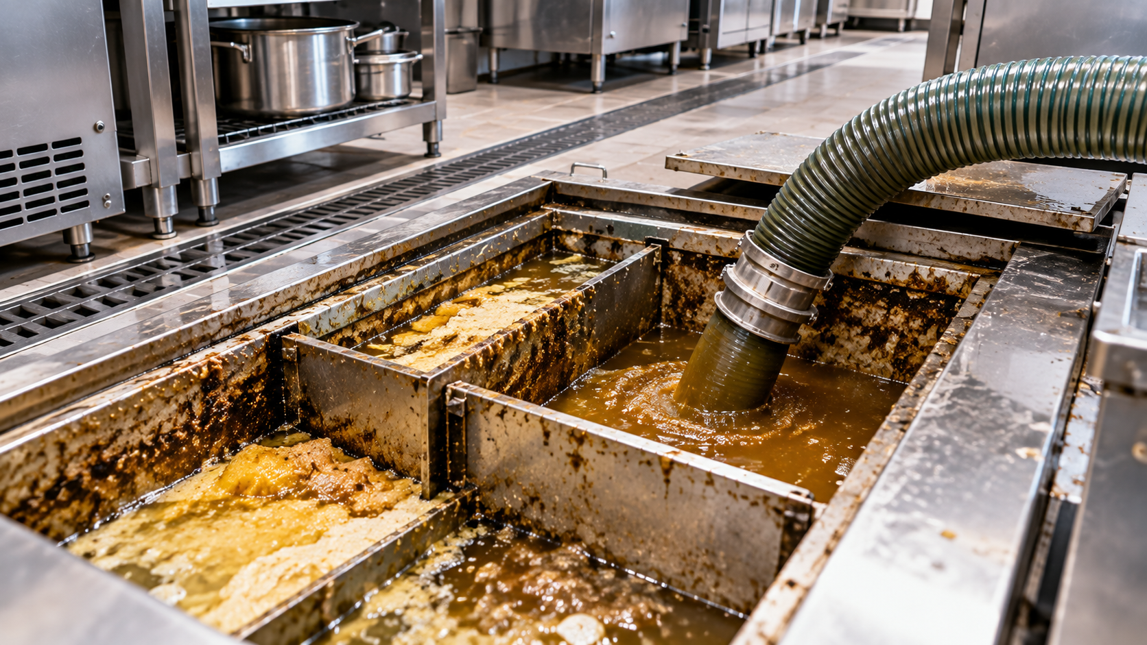 Kitchen Wastewater Collection & Disposal Process Our process is simple and safe. We assess your grease trap or drainage system, then vacuum-pump the full load — wastewater, FOG, and settled sludge — into sealed tanker trucks. The waste is transported to a Dubai Municipality-approved facility for compliant disposal, and you receive disposal documentation for every job.